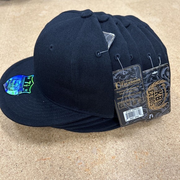 NEW KB Ethos Hat Cap Size 7 1/2 Fitted Black Adult Lot of 6 Blanks - Picture 2 of 6